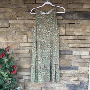 Women's Floral Print Sleeveless Old Navy  Green Medium  Dress Midi